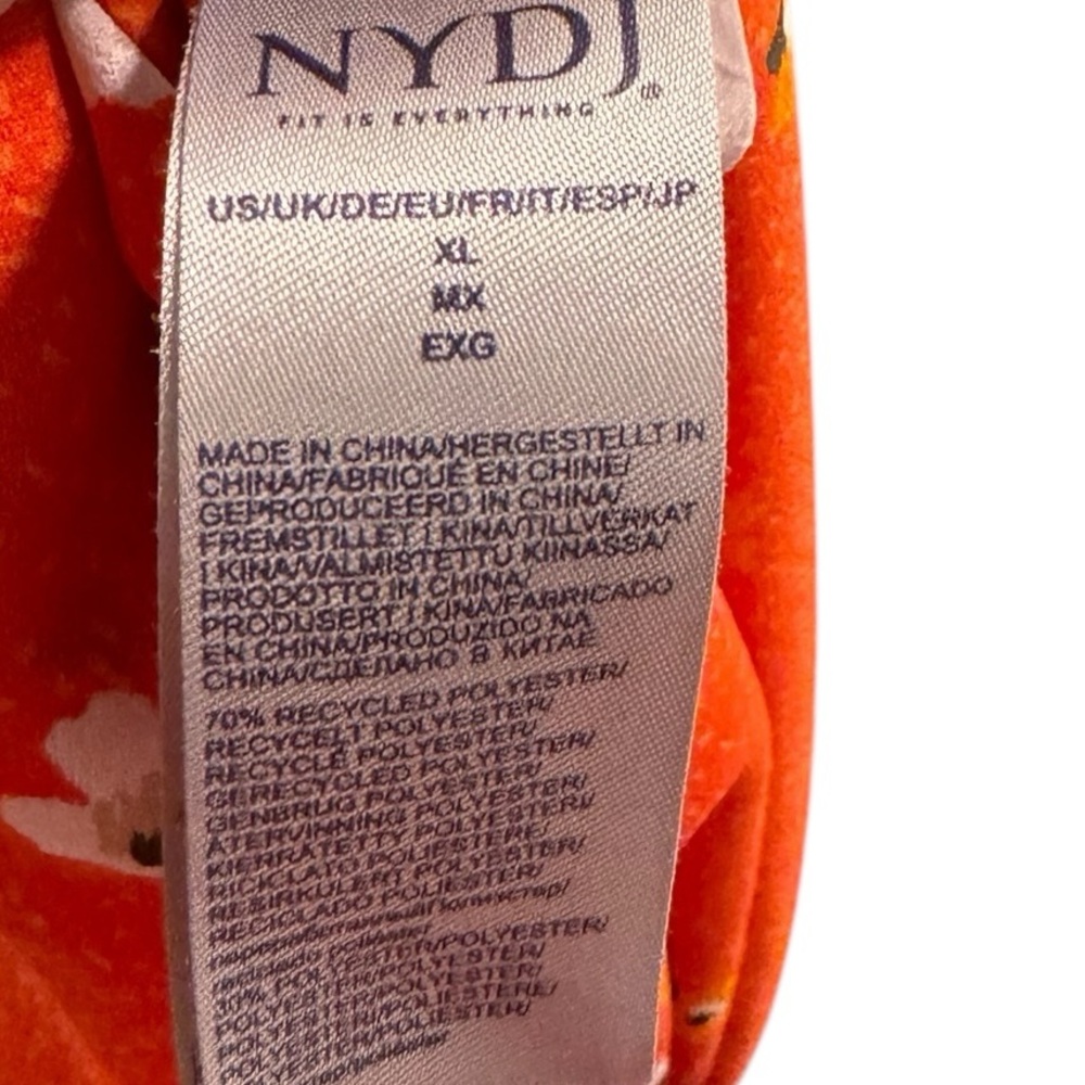 NYDJ Red/Orange Sleeveless Blouse with Mandarin‎ Collar - Picture 3 of 4